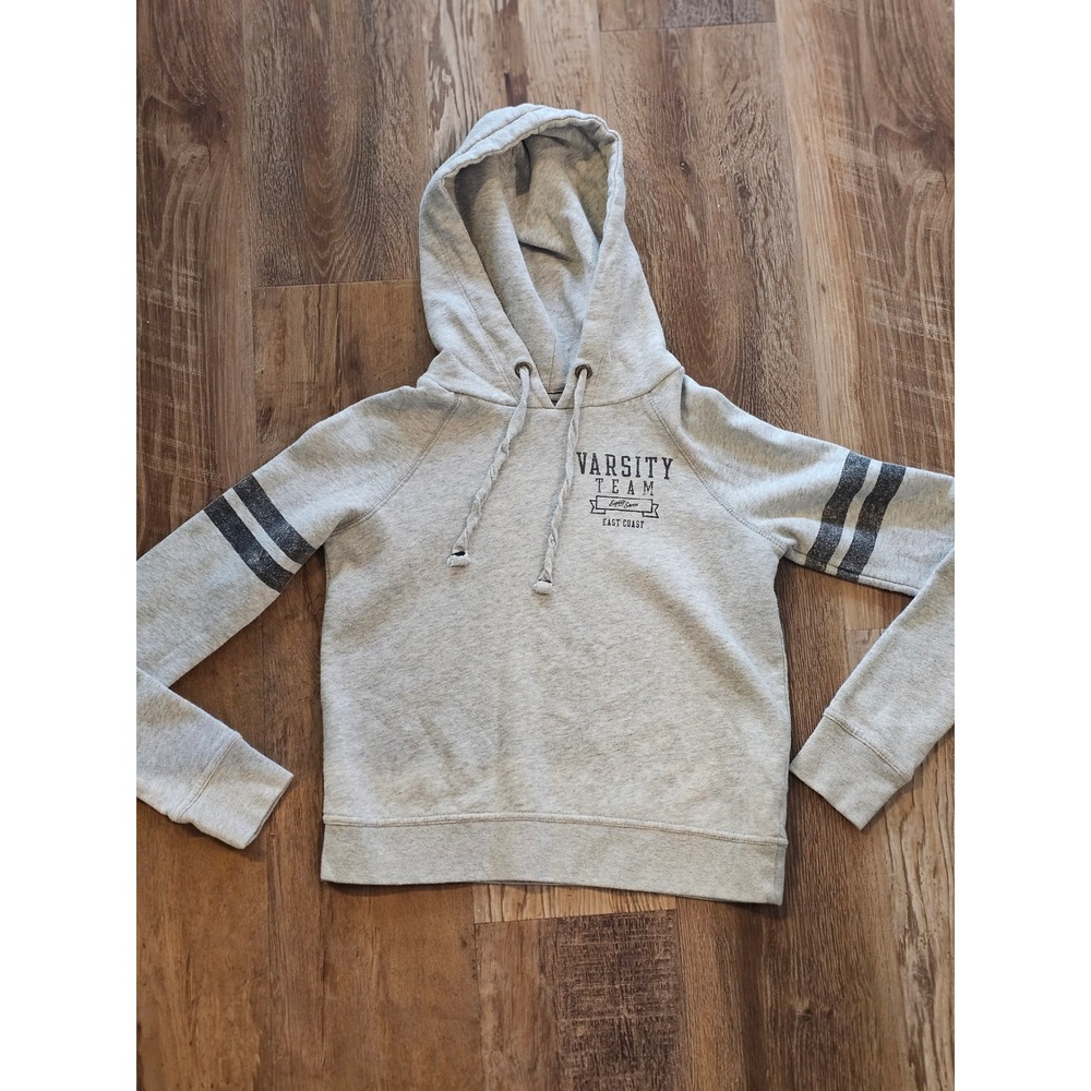 Aeropostale Womens Varsity Team East Coast Hoodie Gray Pullover Sweatshirt XS